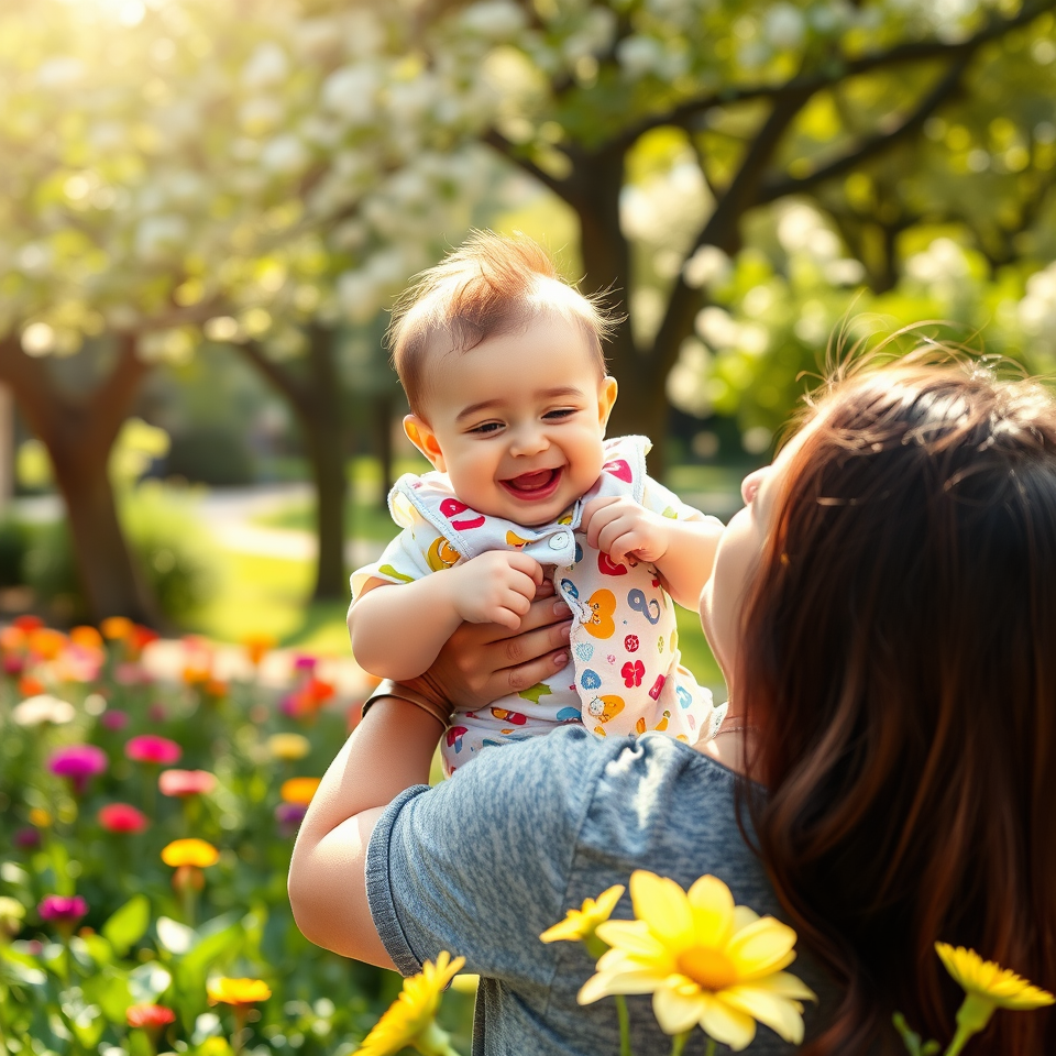 An image of a woman holding up a baby after choosing life.